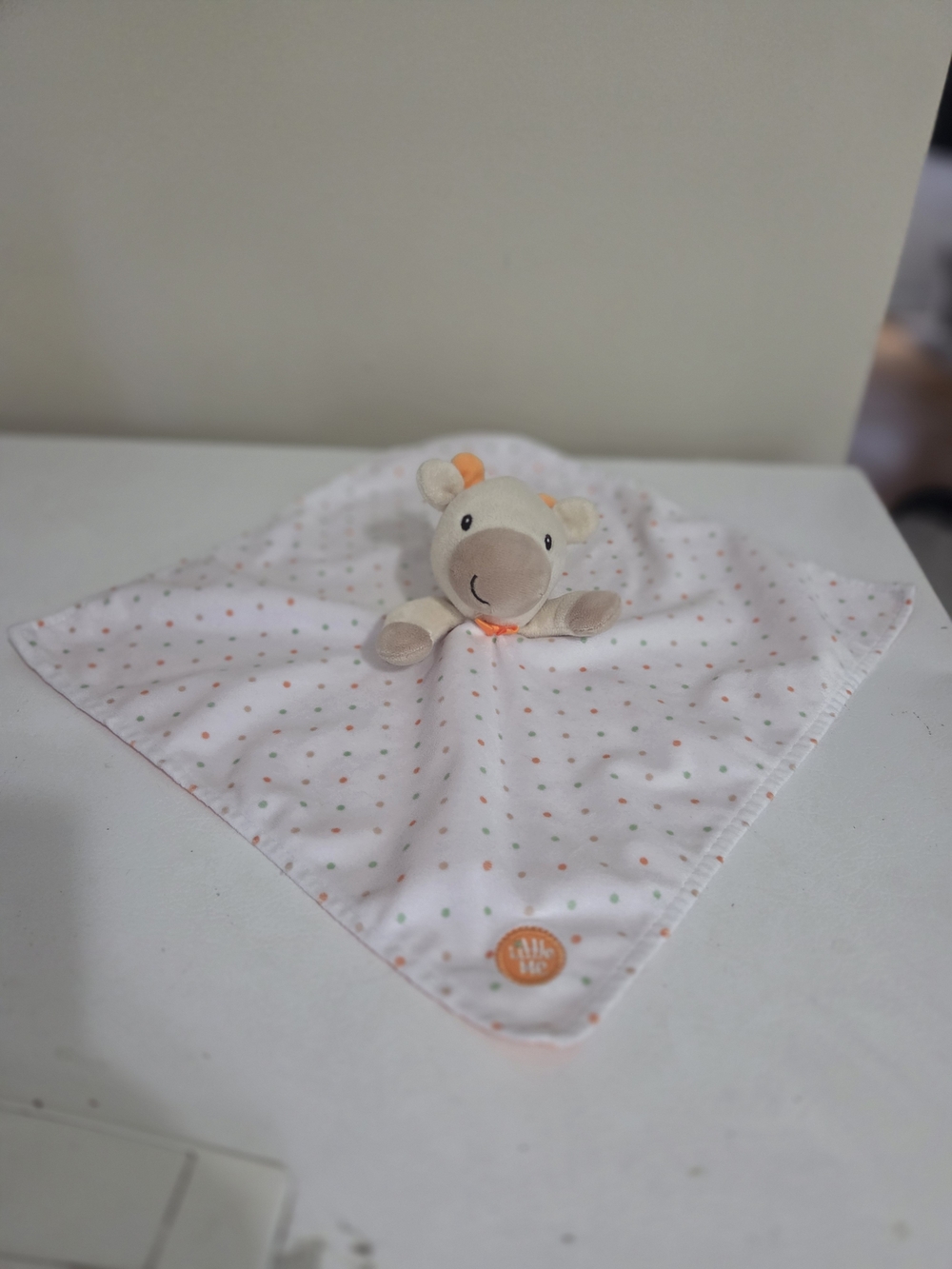 Little Me Giraffe Lovey Plush Baby Toy Orange Green Tan Polka Dots 2016